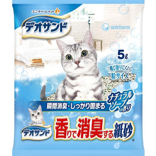 【ペット用】 ユニ・チャーム デオサンド 香りで消臭する紙砂 ナチュラルソープの香り 5L