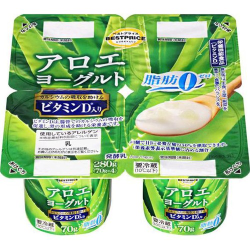 アロエヨーグルト 脂肪ゼロ 70g x 4個 トップバリュベストプライス
