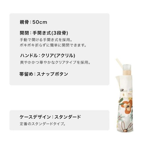 ワールドパーティー ブル−ミングフラワー ミニ 晴雨兼用折りたたみ傘 50cmネイビー