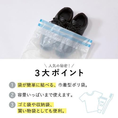 ネクスタ 巾着ポリ袋 6L用 白半透明 ひも付き 収納袋 10枚入