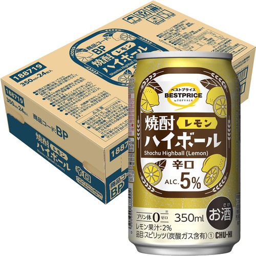 焼酎ハイボール レモン 1ケース 350ml x 24本 トップバリュベストプライス