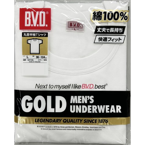 B.V.D. GOLD 半袖丸首シャツ 2枚組 L ホワイト