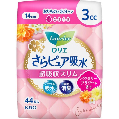 花王 ロリエ さらピュア吸水超吸収スリム 3cc パウダリーフラワーの香り 14cm 44枚