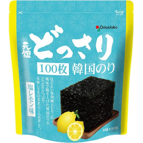 オリオンジャコー どっさり韓国のり 塩レモン味 8切100枚