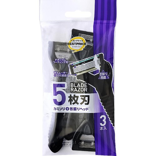 5枚刃カミソリ首振りヘッドディスポ 3本入 トップバリュベストプライス