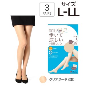 デイリー満足 歩いて涼しい 伝線しにくい ストッキング 3足組 L