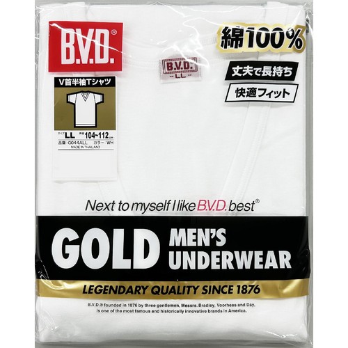 B.V.D. GOLD 半袖Vネックシャツ 2枚組 LL ホワイト