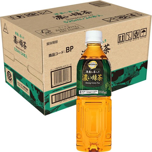 深蒸し茶入り 濃い緑茶 1ケース 525ml x 24本 トップバリュベストプライス