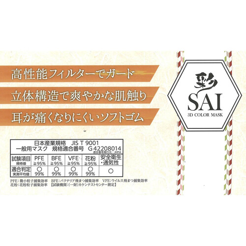 彩 立体マスク バイカラー アソートセット 30枚