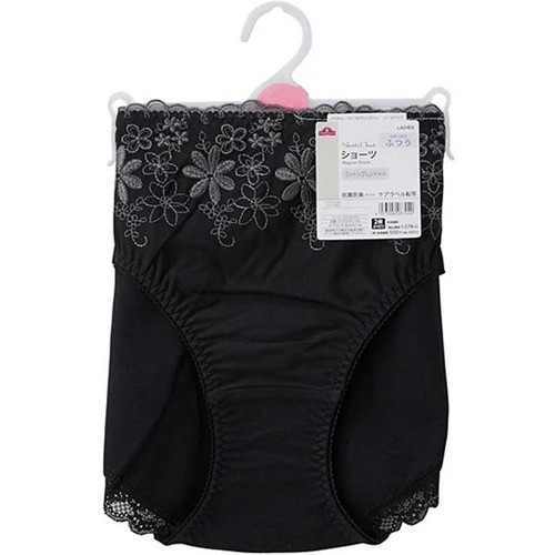 ショーツクローゼット 綿混レースデザイン ふつう 婦人 クロ L トップ