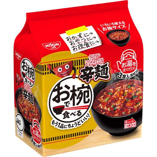 日清食品 お椀で食べるカップヌードル辛麺 3食入 105g