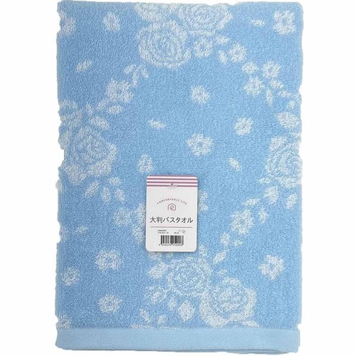 林 クロスローズ大判バスタオル 約70 x 140cm ブルー Green Beans