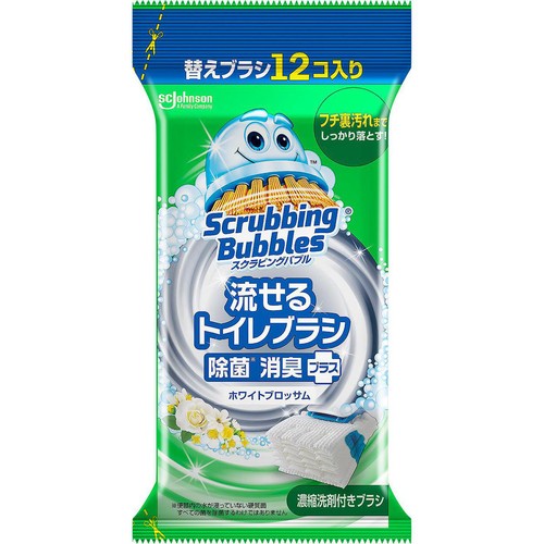 ジョンソン スクラビングバブル 流せるトイレブラシ 除菌消臭 替え ホワイトブロッサム 12個