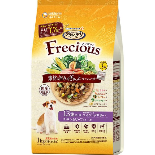 【ペット用】 ユニ・チャーム 国産グラン・デリ フレシャス 13歳以上用 チキン&ビーフ入り 小粒 1.0kg