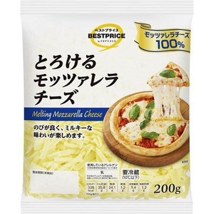 とろけるモッツァレラチーズ(モッツァレラ100%) 200g トップバリュ
