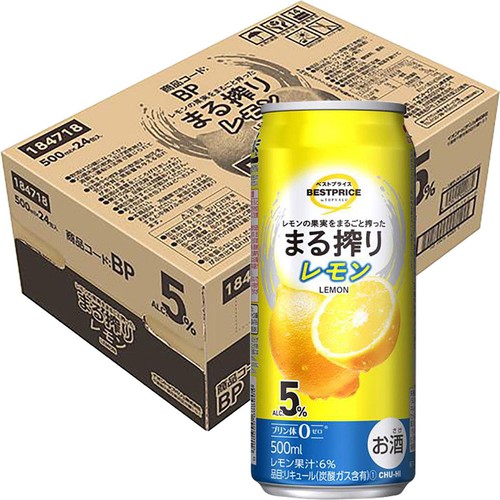 まる搾りレモン 1ケース 500ml x 24本 トップバリュベストプライス