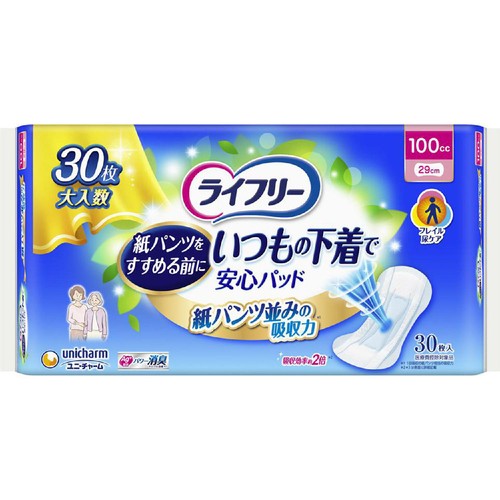 ユニ・チャーム ライフリー いつもの下着で安心パッド 29cm 100cc 30枚