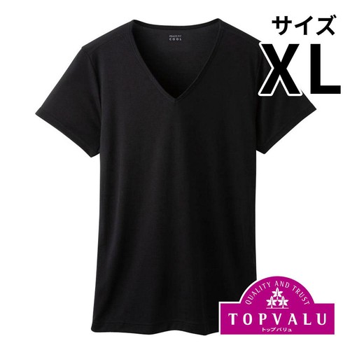 PEACE FIT(ピースフィット) COOL 半袖Vネックシャツ 紳士 クロ XL トップバリュ