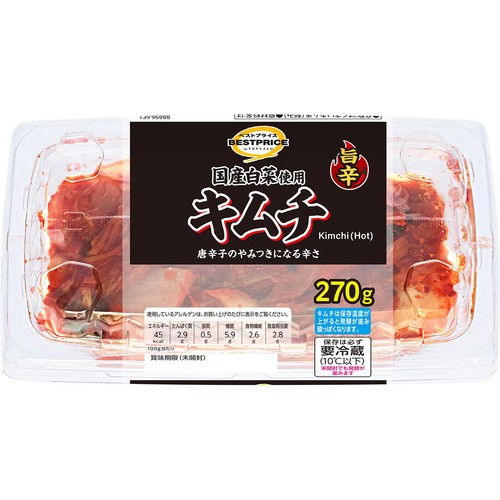 国産白菜使用 キムチ辛口 270g トップバリュベストプライス Green