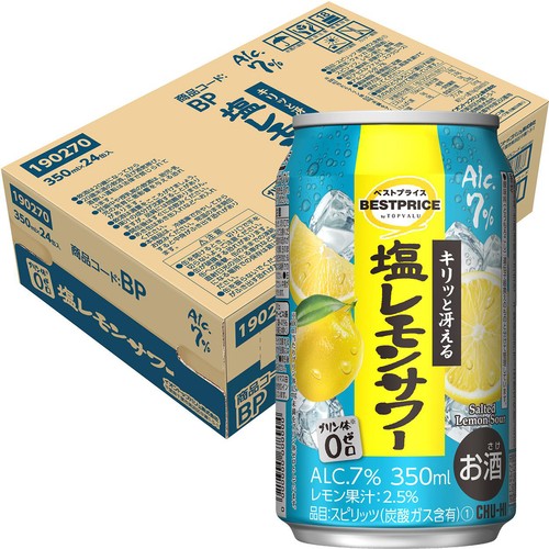 塩レモンサワー 1ケース 350ml x 24本 トップバリュベストプライス