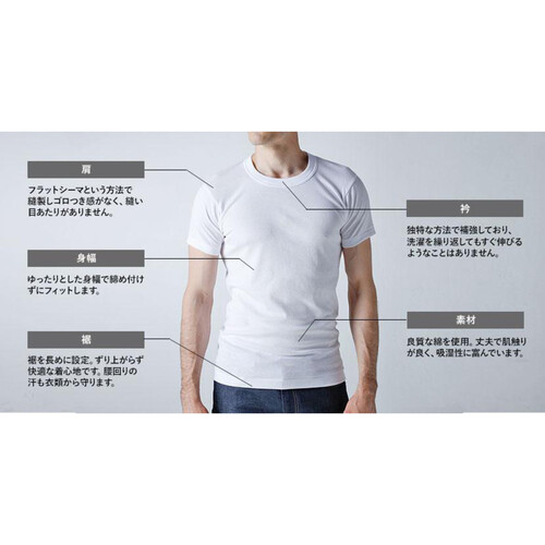 B.V.D. GOLD 半袖丸首シャツ 2枚組 L ホワイト Green Beans