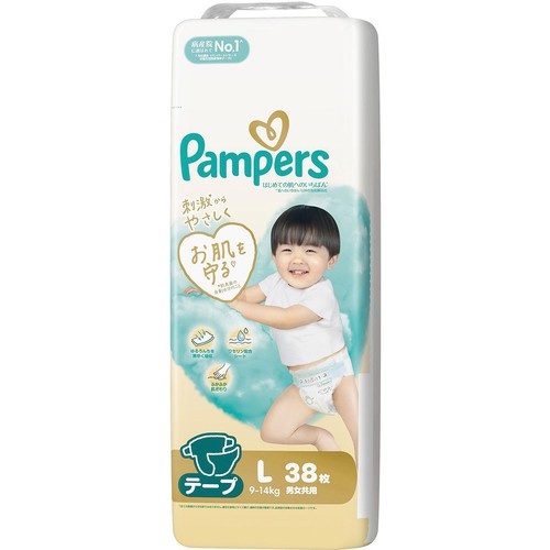 P&G パンパース はじめての肌へのいちばん テープ L（9〜14㎏） 38枚