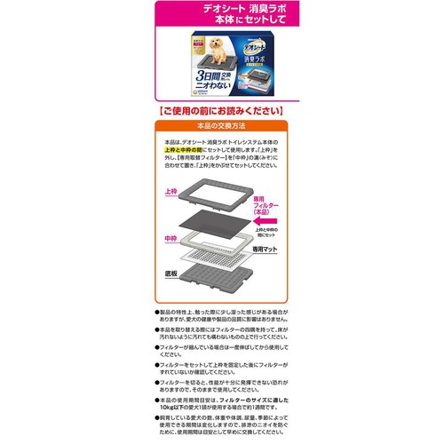 【ペット用】 ユニ・チャーム デオシート消臭ラボ トイレシステム 抗菌ドライフィルター ワイド 4枚