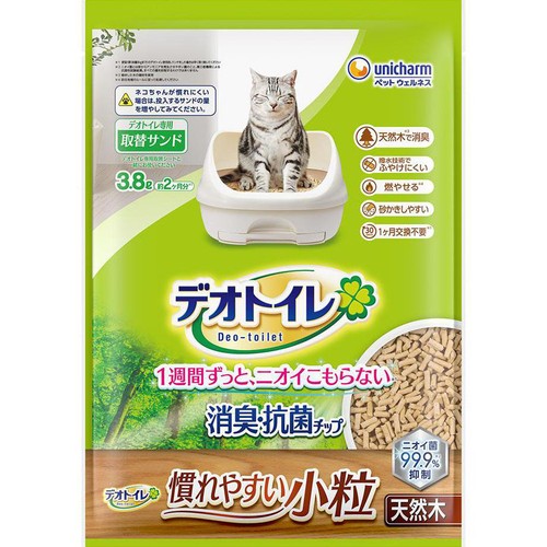 【ペット用】 ユニ・チャーム デオトイレ 消臭・抗菌チップ 天然木 慣れやすい小粒 3.8L