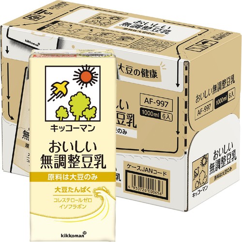 キッコ−マン おいしい無調整豆乳 1ケース 1000ml x 6本 Green Beans