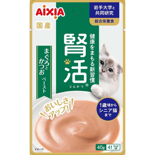【ペット用】 アイシア 腎活 まぐろとかつおペースト 1歳頃からシニア猫まで 40g