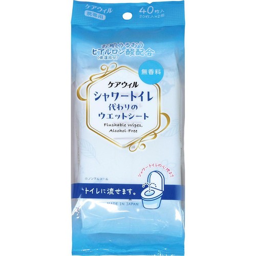 ケアウィル シャワートイレ代わりのウエットシート 20枚 x 2個