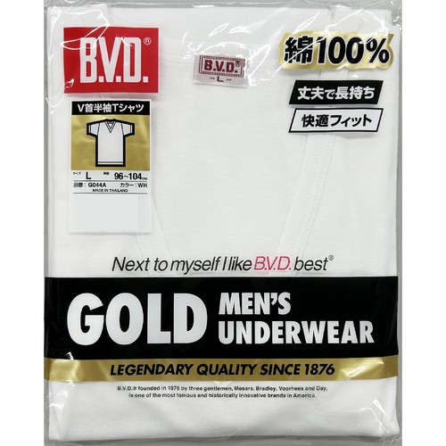 B.V.D. GOLD 半袖Vネックシャツ 2枚組 L ホワイト