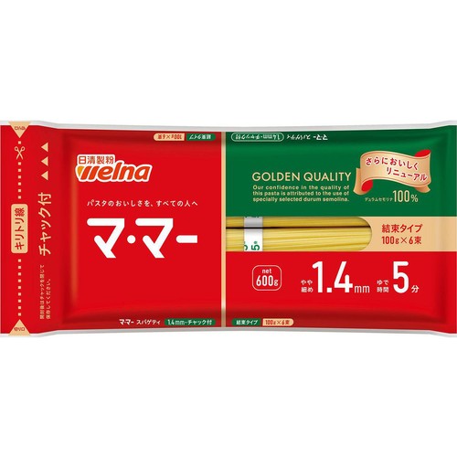 日清製粉ウェルナ チャック付結束スパゲティ1.4mm 600g