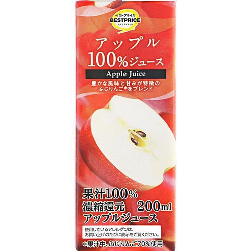 アップル100%ジュース 200ml トップバリュベストプライス