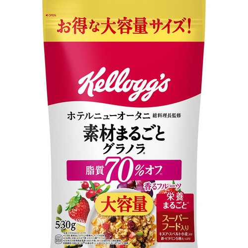 日本ケロッグ 素材まるごとグラノラ 脂質70%オフ 大容量 530g Green