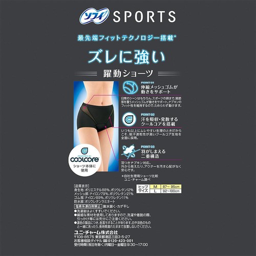 ユニ・チャーム ソフィ SPORTS躍動ショーツ M ブラック 1個