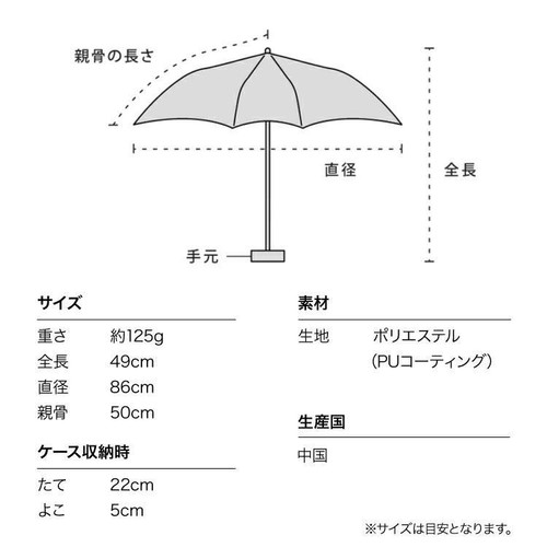 ワールドパーティ 遮光軽量 ソリッドミニ 晴雨兼用折りたたみ傘 50cm ブラック