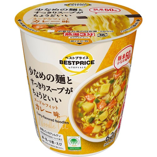 ヌードルフィット カレー味 62g トップバリュベストプライス