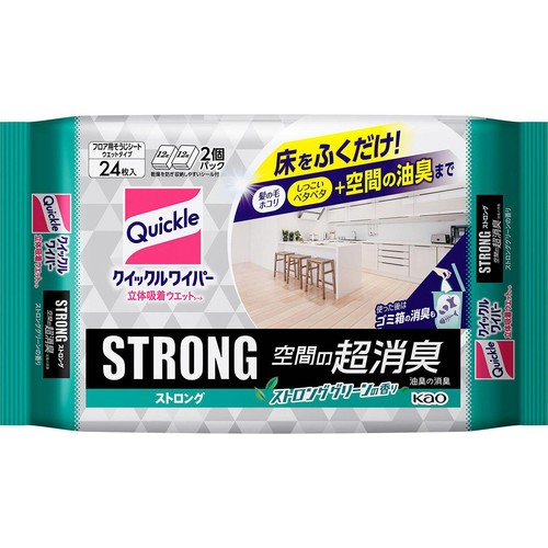 花王 クイックルワイパー 立体吸着ウエットシート ストロング 空間の超消臭 24枚