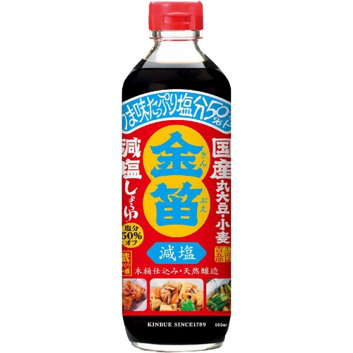 笛木醤油 金笛減塩しょうゆ 600ml