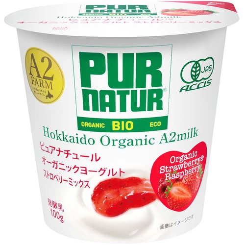 カネカ食品 ピュアナチュール オーガニックヨーグルト ストロベリーミックス 100g