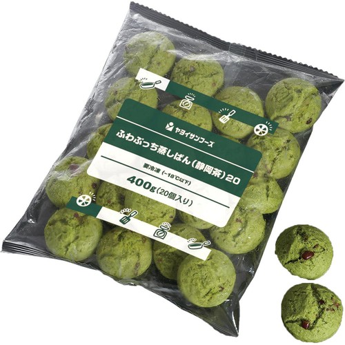 ヤヨイサンフーズ ふわぷっち蒸しぱん (静岡茶)20【冷凍】 400g (20個入)