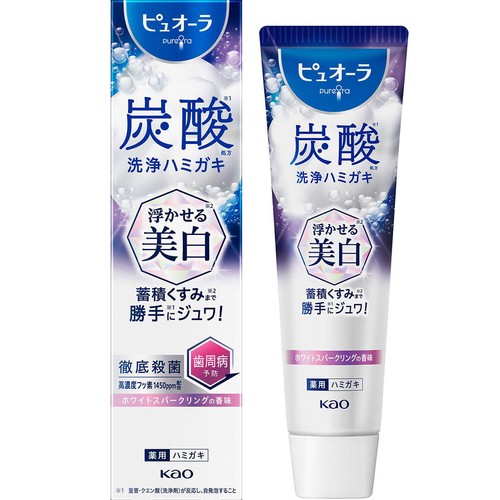 花王 ピュオーラ 炭酸洗浄ハミガキ 浮かせる美白 ホワイトスパークリングの香味 95g