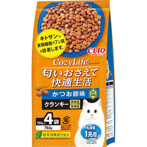 【ペット用】 いなば 国産CIAO CozyLife かつお節味 クランキー 190g x 4袋