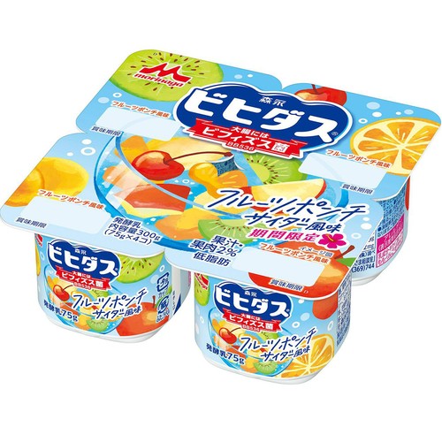 森永乳業 ビヒダス フルーツポンチサイダー風味 75g x 4個 Green Beans