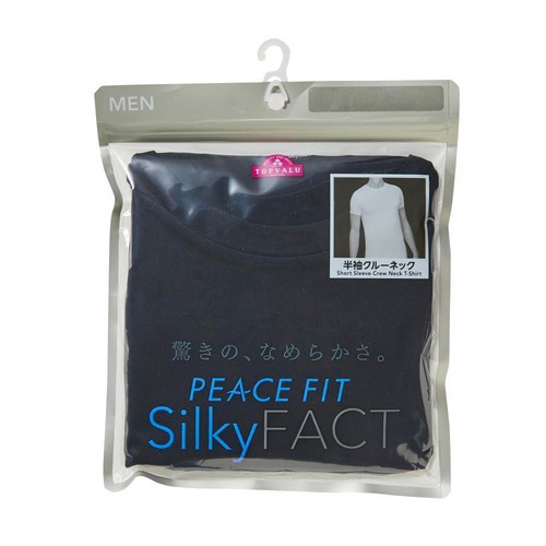 PEACE FIT(ピースフィット) SilkyFACT 半袖クルーネックシャツ 紳士 クロ 2XL トップバリュ