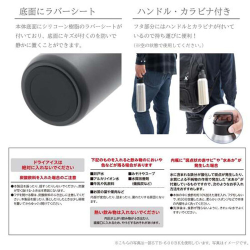 スクリュー炭酸ボトル600ml シルバー 保冷専用 真空二重構造 STB600SV