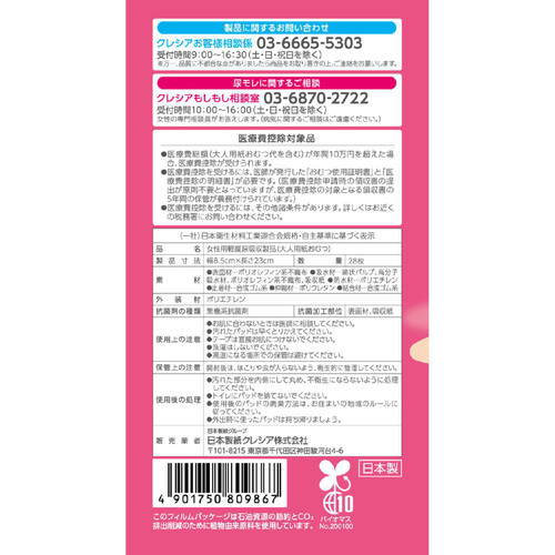 日本製紙クレシア ポイズ 肌ケアパッド 中量用 28枚