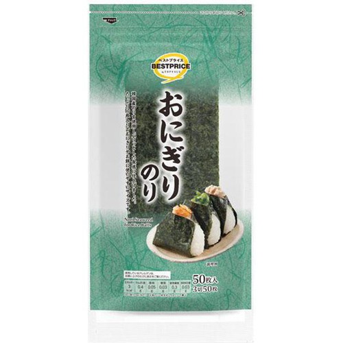 おにぎりのり(韓国産) 3切 50枚 トップバリュベストプライス