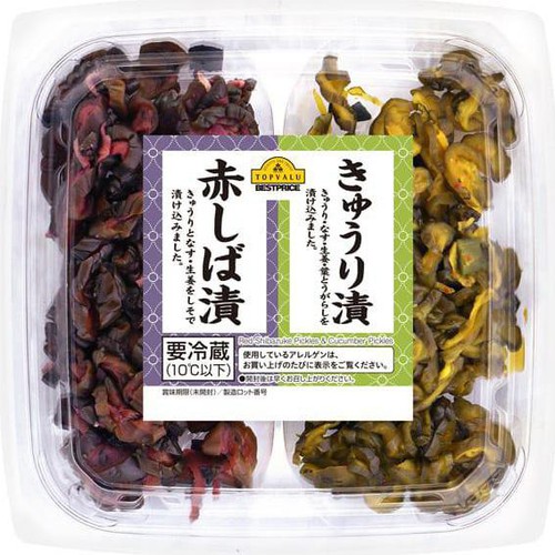 赤しば漬ときゅうり漬の2色カップ 90g トップバリュベストプライス